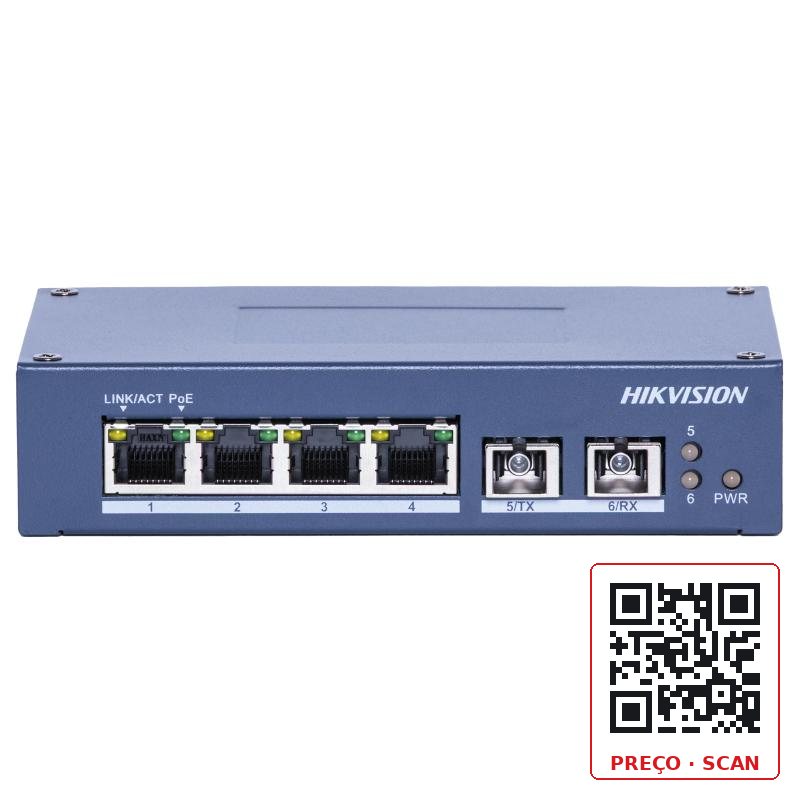 DS-3D504P-A-2SC Hikvision – 4POE Media Convertor
