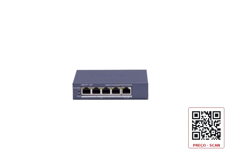DS-3E0505P-E(B) Hikvision – 4 Port Gigabit Unmanaged POE Switch
