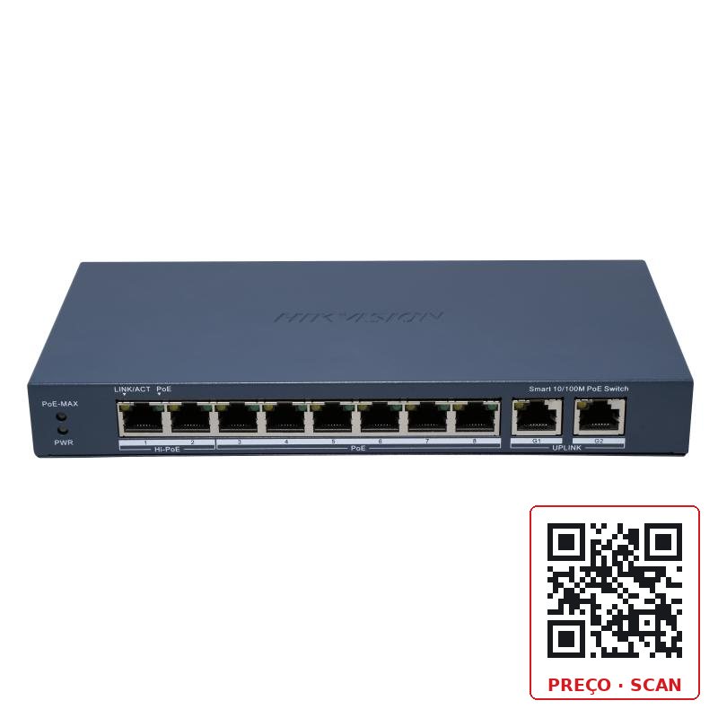 DS-3E1310HP-EI (B) – 8 Port Fast Ethernet Smart POE Switch