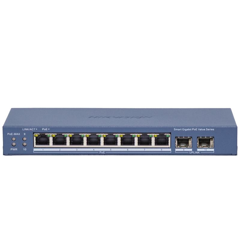 DS-3E1510P-EI/M-8P2F(C) – 8 Port Gigabit Smart POE Switch