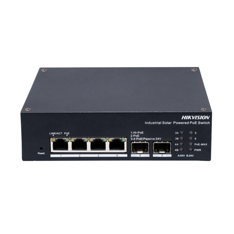 DS-3T1506HP-EI-UPS – 4 Port Gigabit Smart Managed Industrial Solar POE Switch