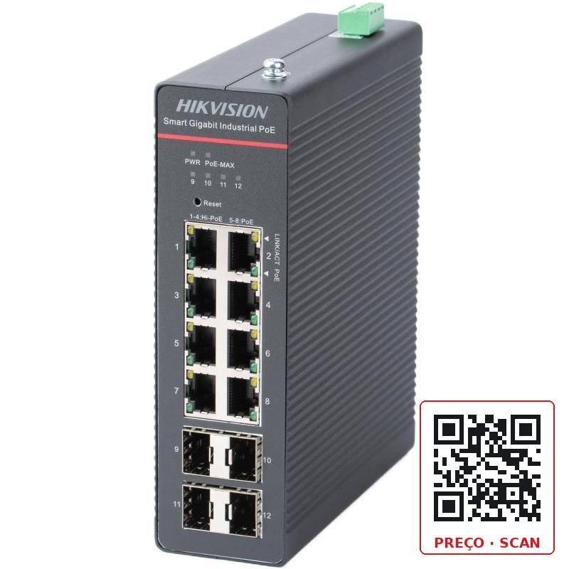 DS-3T1512HP-SI-8P4F – 8 Port Gigabit Smart Managed Industrial POE Switch