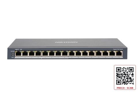 DS-3E0516P-O – 16-Port Gigabit Switch with 8 POE+