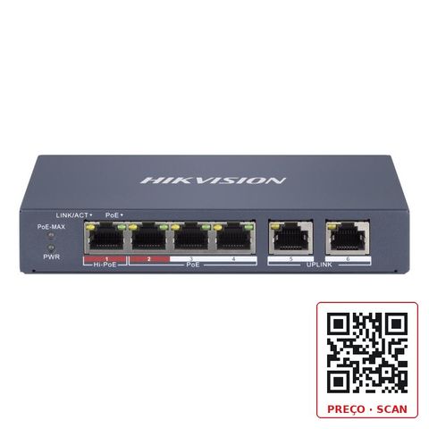 DS-3E1106HP-EI – 4 Port Fast Ethernet Smart POE Switch