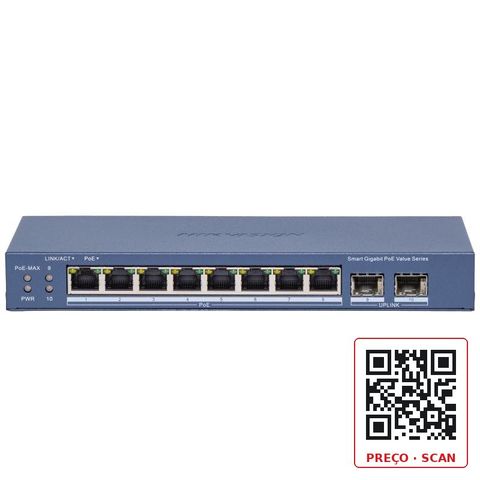 DS-3E1510P-EI/M-8P2F(C) – 8 Port Gigabit Smart POE Switch