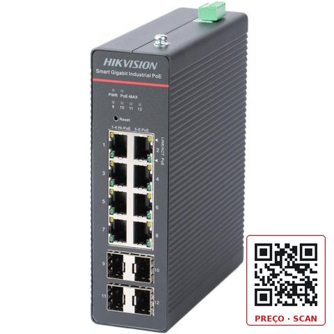 DS-3T1512HP-SI-8P4F – 8 Port Gigabit Smart Managed Industrial POE Switch